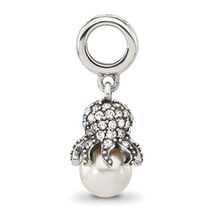 Sterling Silver Reflections CZ & Freshwater Cultured Pearl Octopus Bead