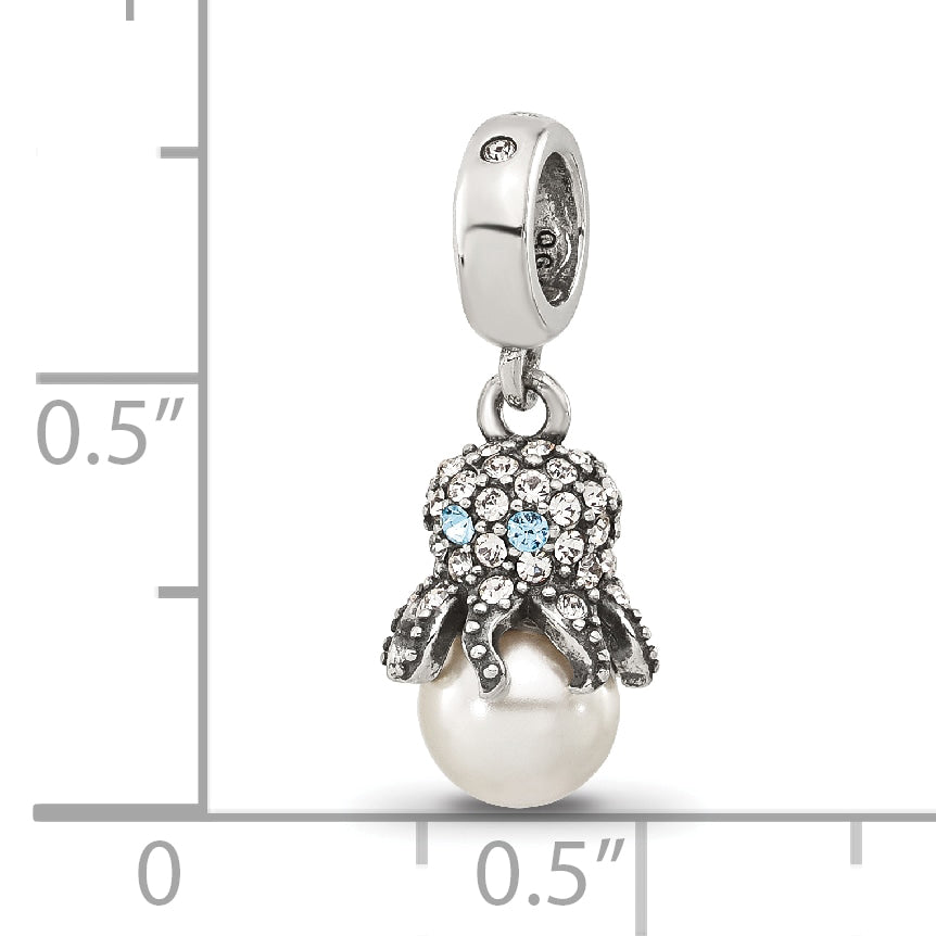 Sterling Silver Reflections CZ & Freshwater Cultured Pearl Octopus Bead