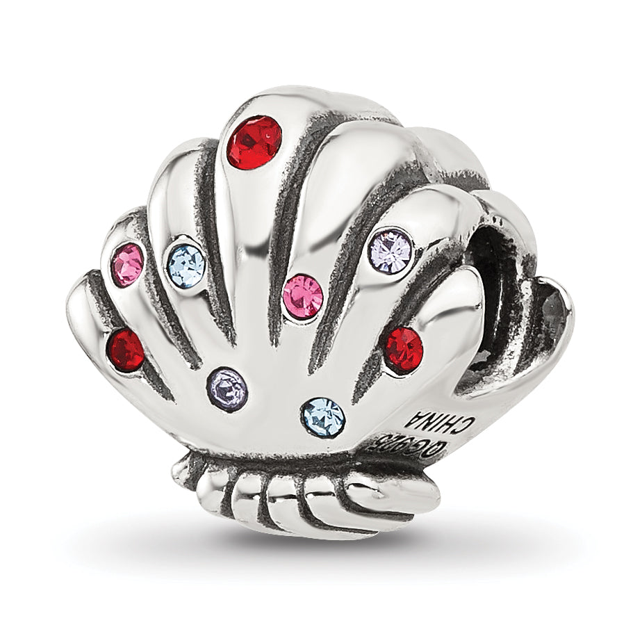 Sterling Silver Reflections Multi-color CZ Shell Bead