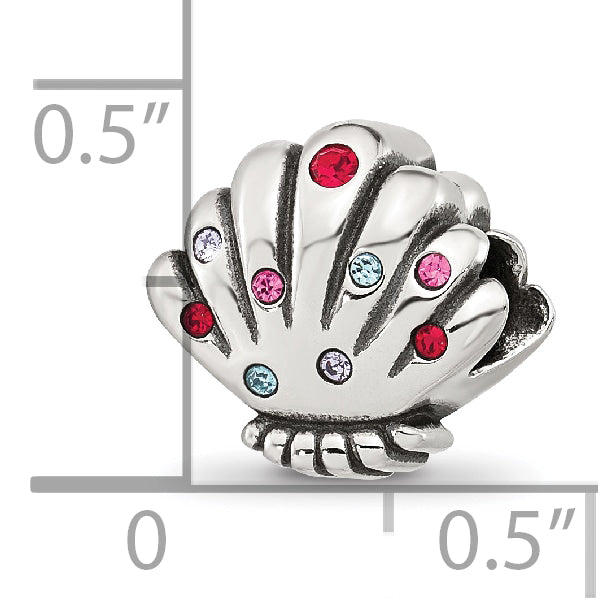 Sterling Silver Reflections Multi-color CZ Shell Bead