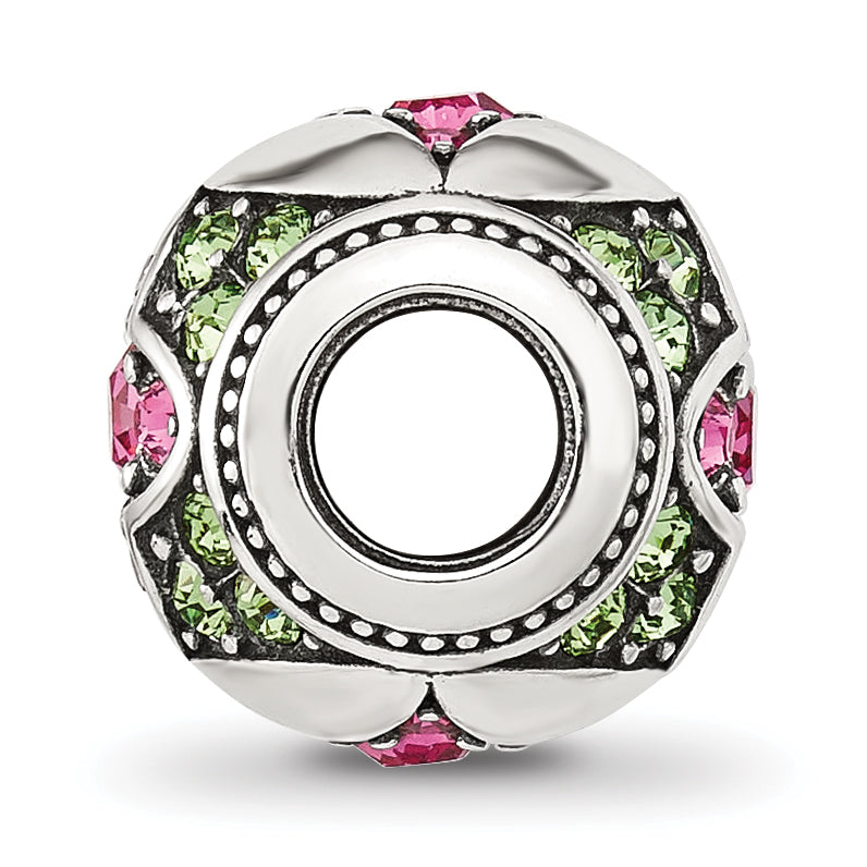 Sterling Silver Reflections Pink and Green CZ Round Bead