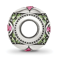 Sterling Silver Reflections Pink and Green CZ Round Bead