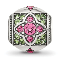 Sterling Silver Reflections Pink and Green CZ Round Bead