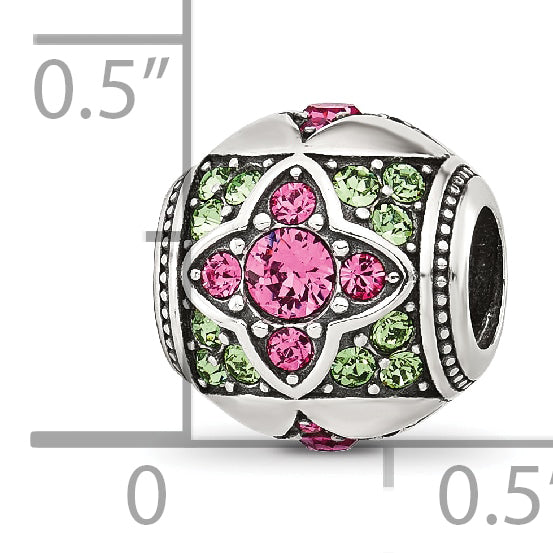 Sterling Silver Reflections Pink and Green CZ Round Bead