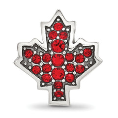 Sterling Silver Reflections Red CZ Maple Leaf Canada Bead