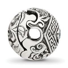 Sterling Silver Reflections Antiqued CZ Nazar Eye Hinged Bead