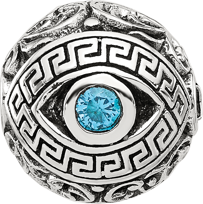 Sterling Silver Reflections Antiqued CZ Nazar Eye Hinged Bead