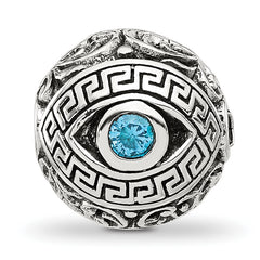 Sterling Silver Reflections Antiqued CZ Nazar Eye Hinged Bead