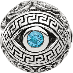 Sterling Silver Reflections Antiqued CZ Nazar Eye Hinged Bead