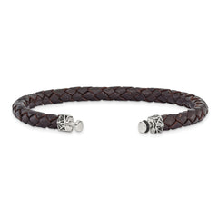 Sterling Silver Reflections 6mm Brown Gen. Leather 8in Bracelet/Bead not included, sold seperately