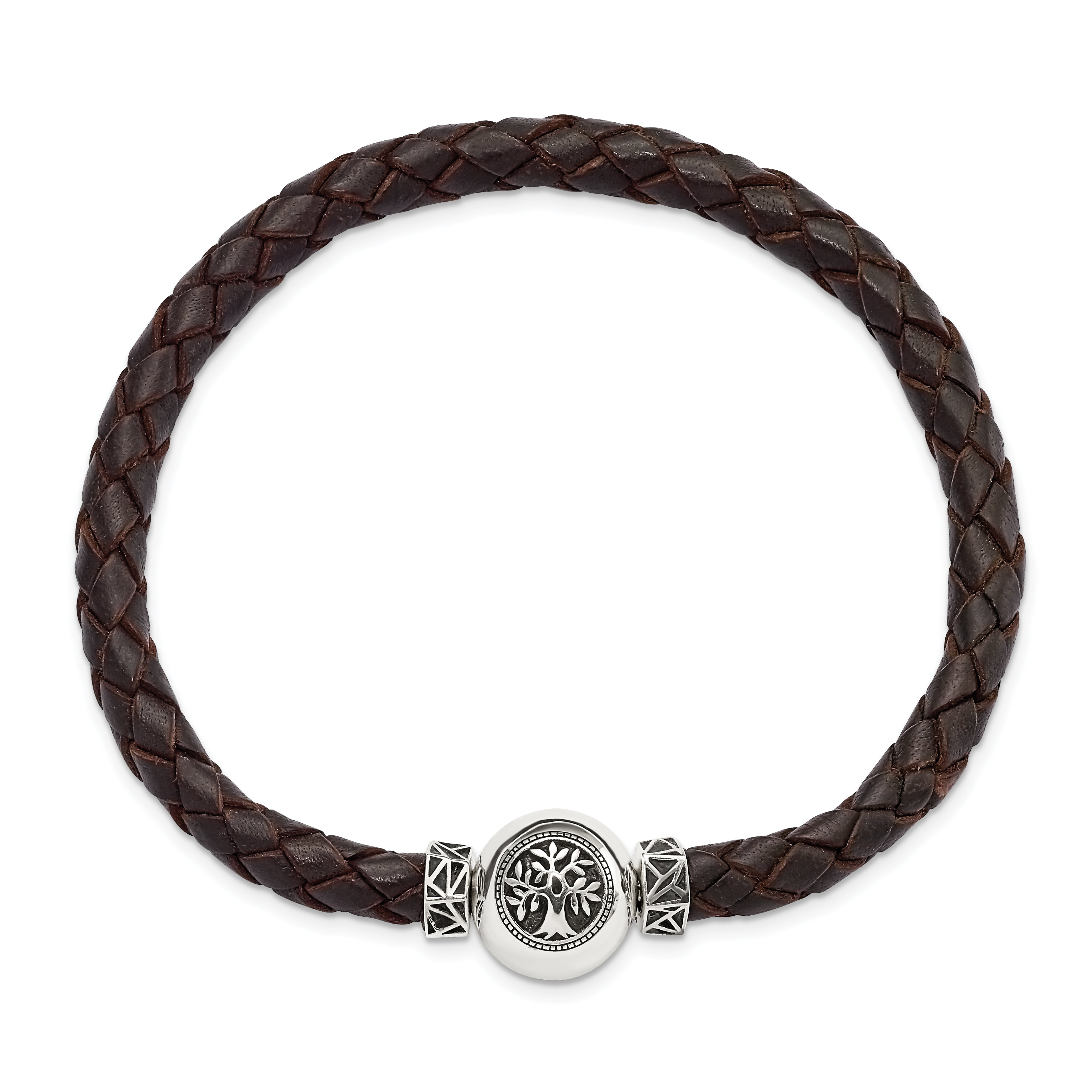 Sterling Silver Reflections 6mm Brown Gen. Leather 8in Bracelet/Bead not included, sold seperately