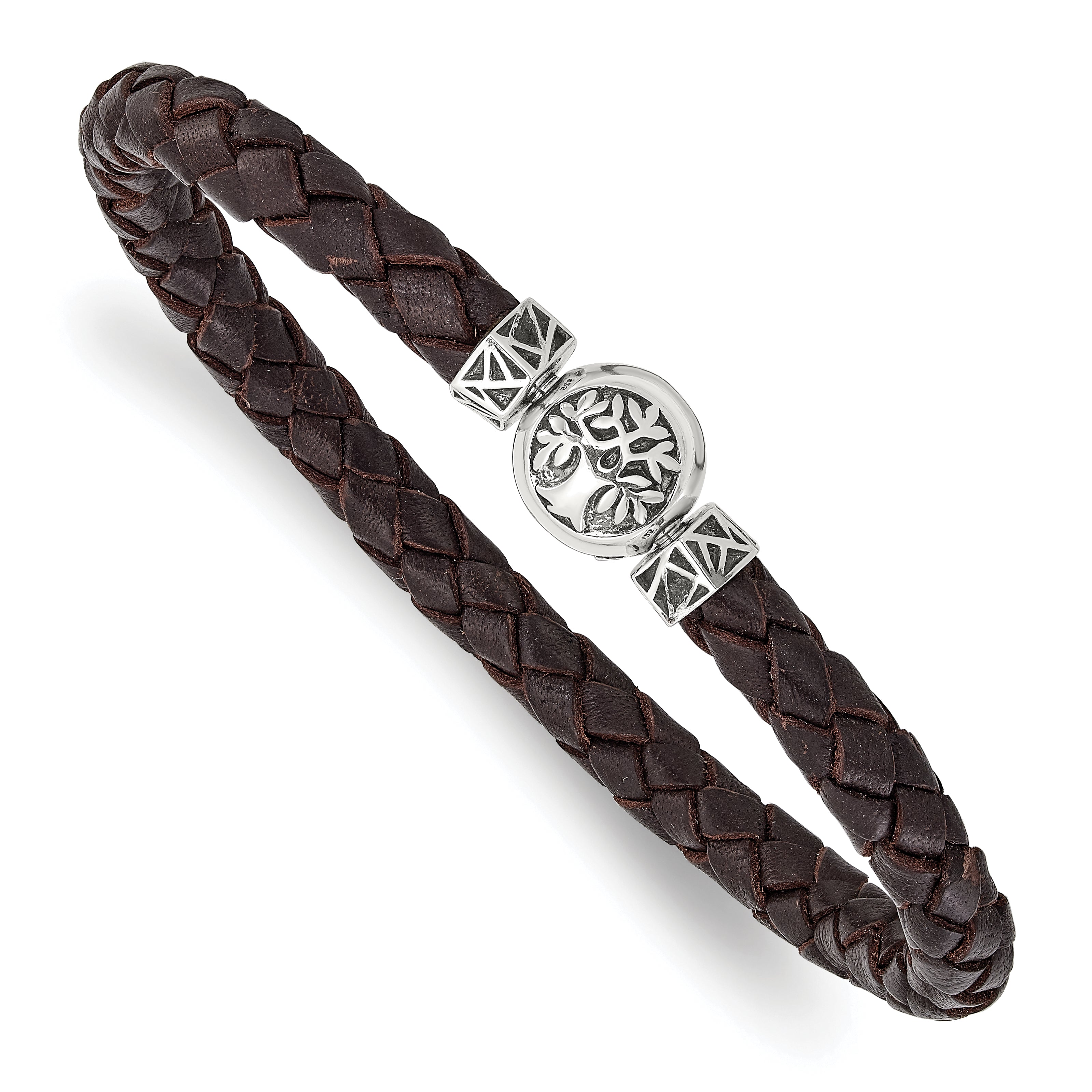 Sterling Silver Reflections 6mm Brown Gen. Leather 8in Bracelet/Bead not included, sold seperately