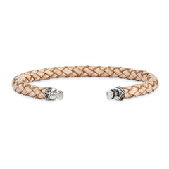 Sterling Silver Reflections 6mm Tan Gen. Leather 8in Bracelet/Bead not included, sold seperately