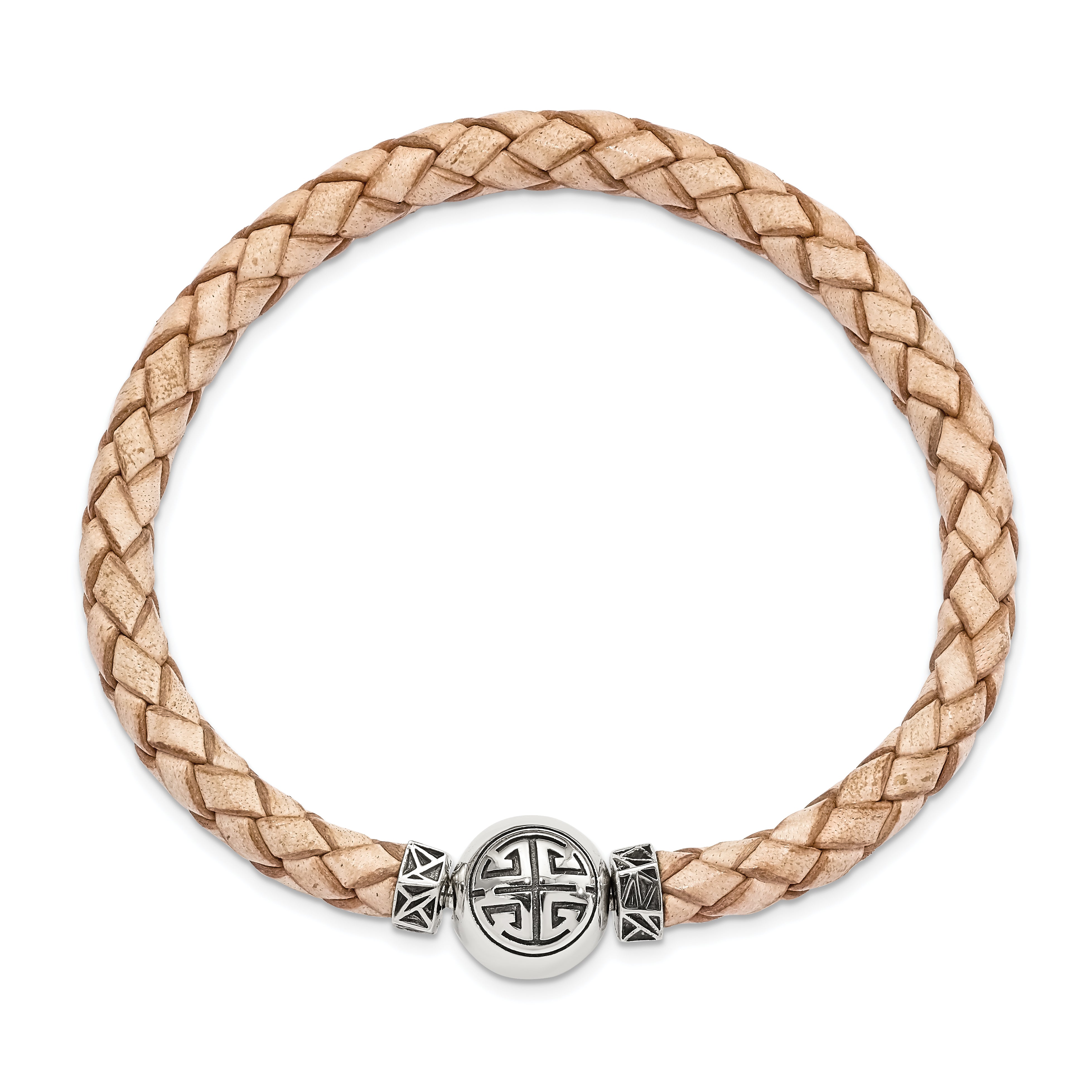 Sterling Silver Reflections 6mm Tan Gen. Leather 8in Bracelet/Bead not included, sold seperately