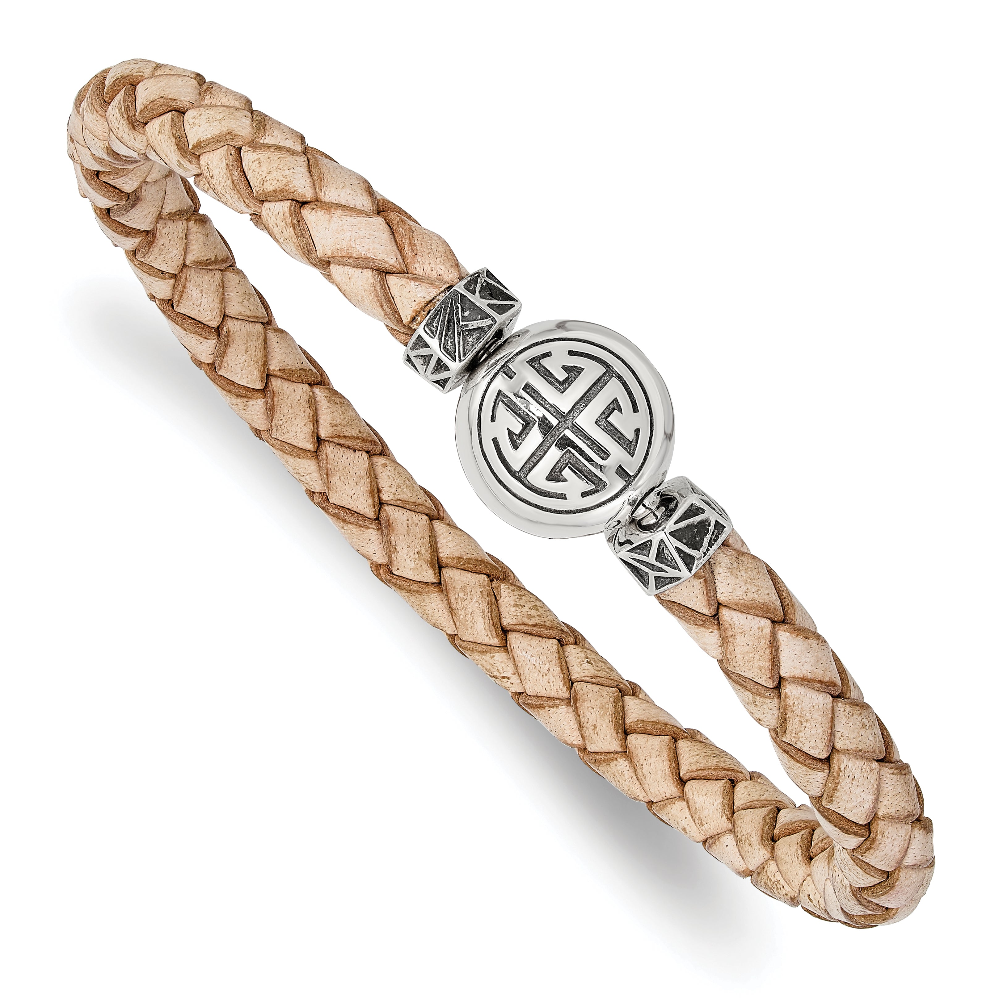 Sterling Silver Reflections 6mm Tan Gen. Leather 8in Bracelet/Bead not included, sold seperately