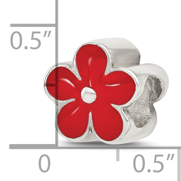 Sterling Silver Reflections Red Enameled Flower Bead