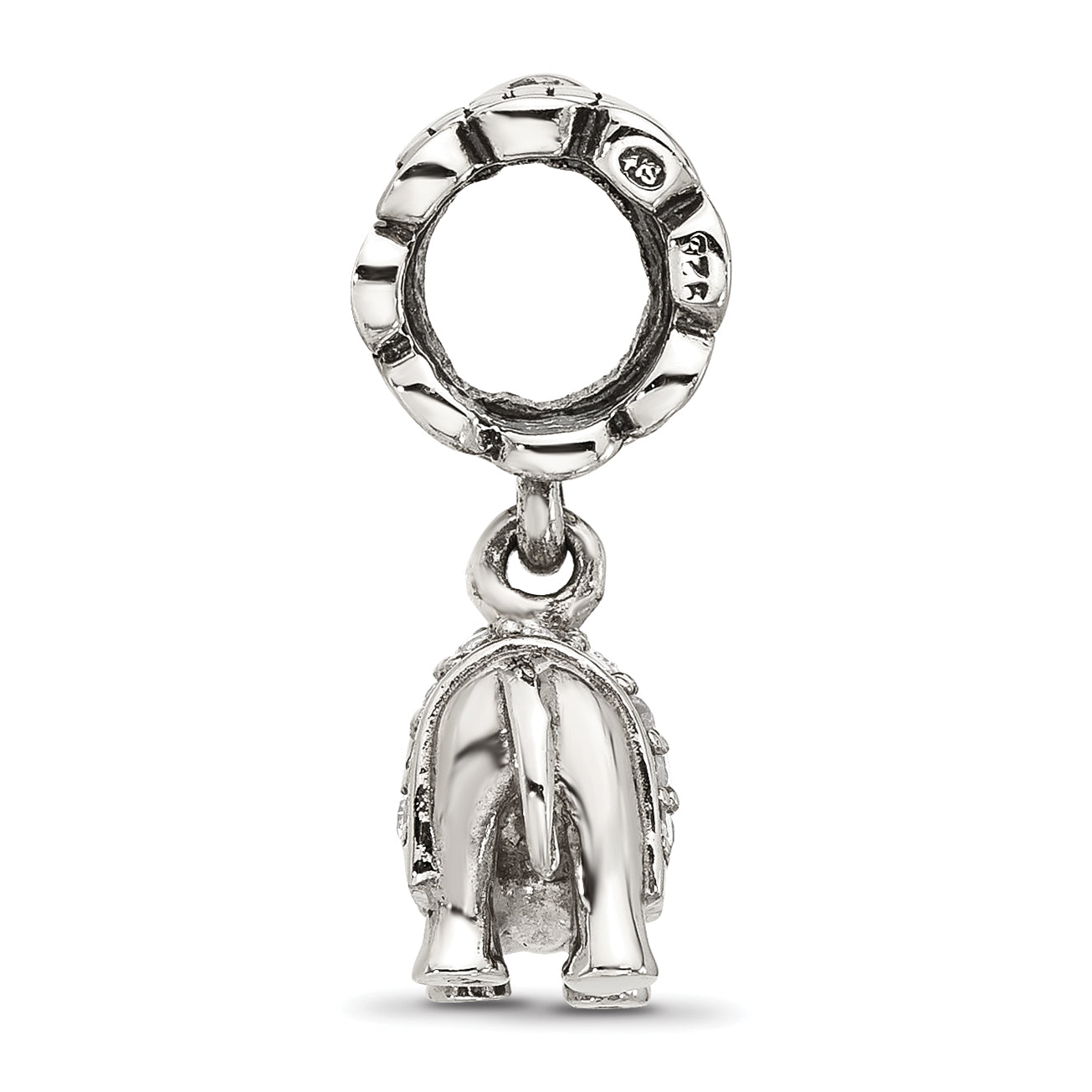 Sterling Silver Reflections CZ Elephant Dangle Bead