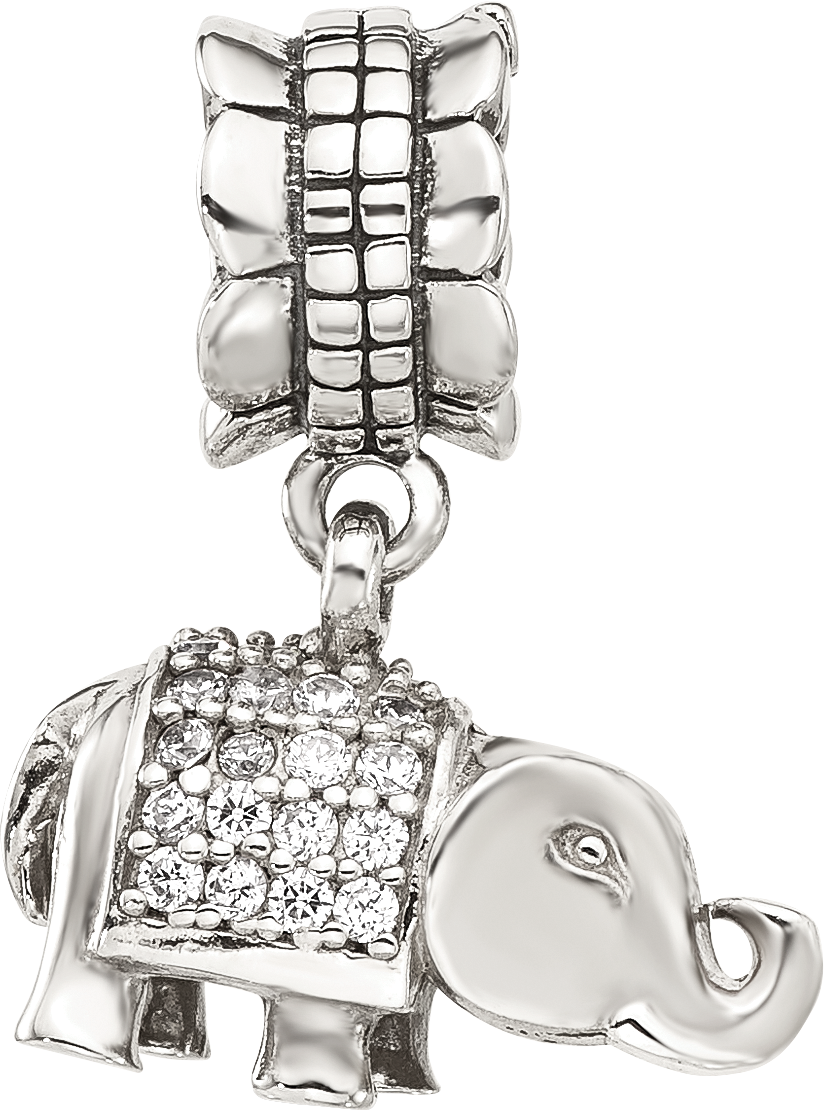 Sterling Silver Reflections CZ Elephant Dangle Bead