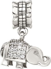 Sterling Silver Reflections CZ Elephant Dangle Bead