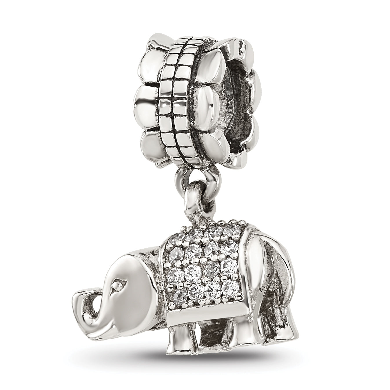 Sterling Silver Reflections CZ Elephant Dangle Bead