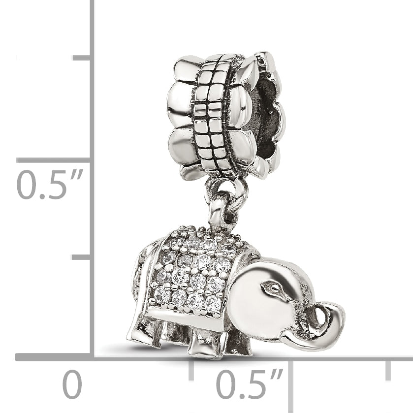 Sterling Silver Reflections CZ Elephant Dangle Bead