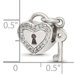 Sterling Silver Reflections CZ Heart Lock with Key Bead