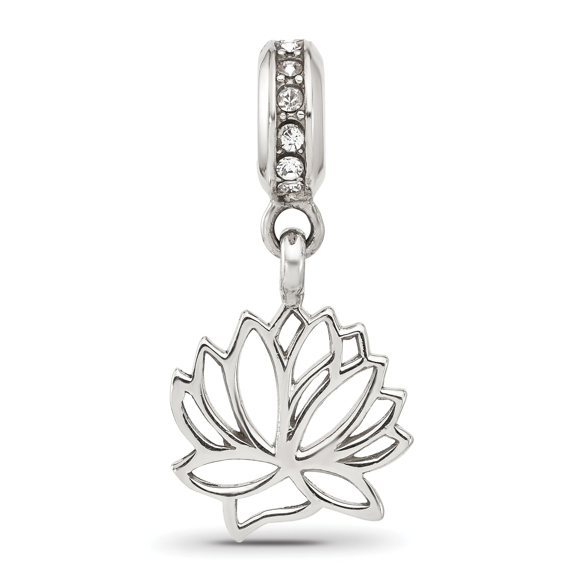 Sterling Silver Reflections Swarovski Crystal Lotus Flower Dangle Bead