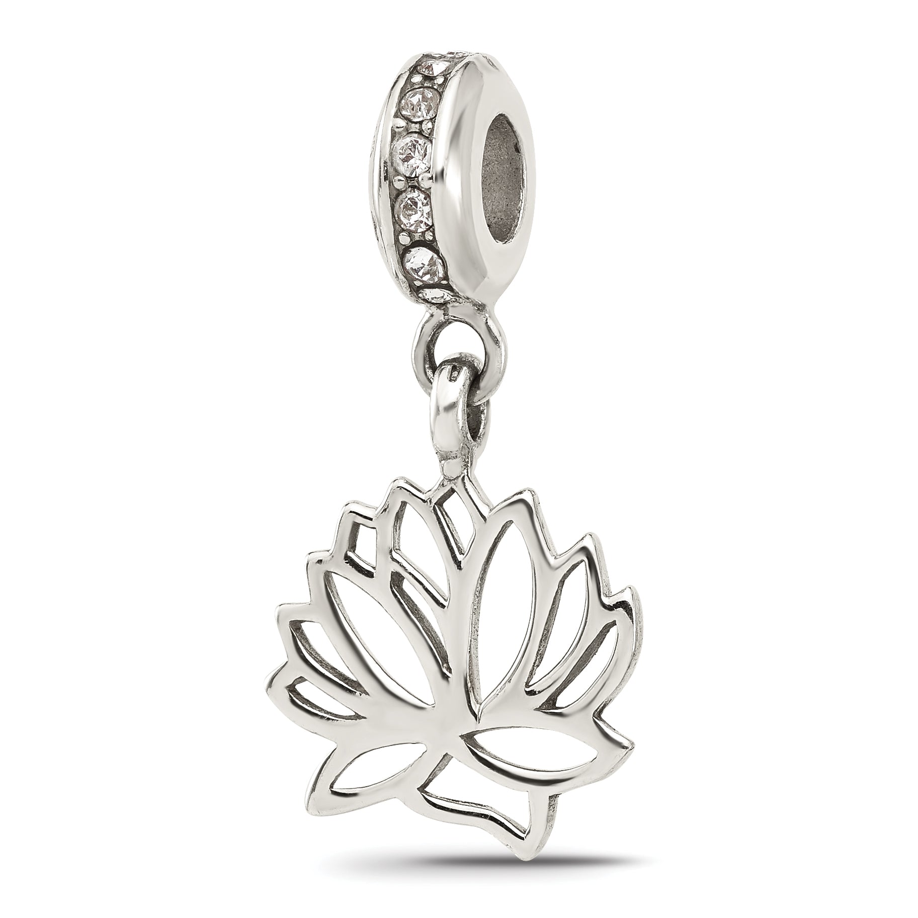 Sterling Silver Reflections Swarovski Crystal Lotus Flower Dangle Bead