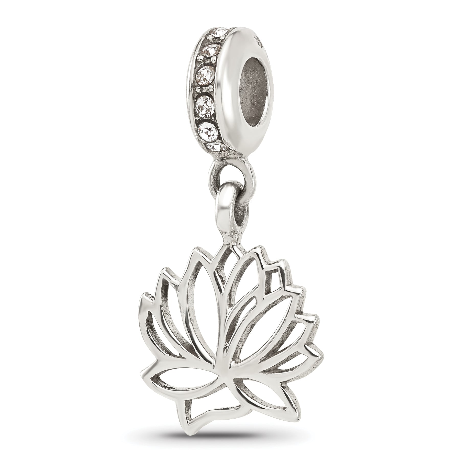 Sterling Silver Reflections Swarovski Crystal Lotus Flower Dangle Bead