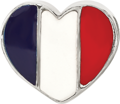 Sterling Silver Reflections French Enameled Flag Heart Shaped Bead