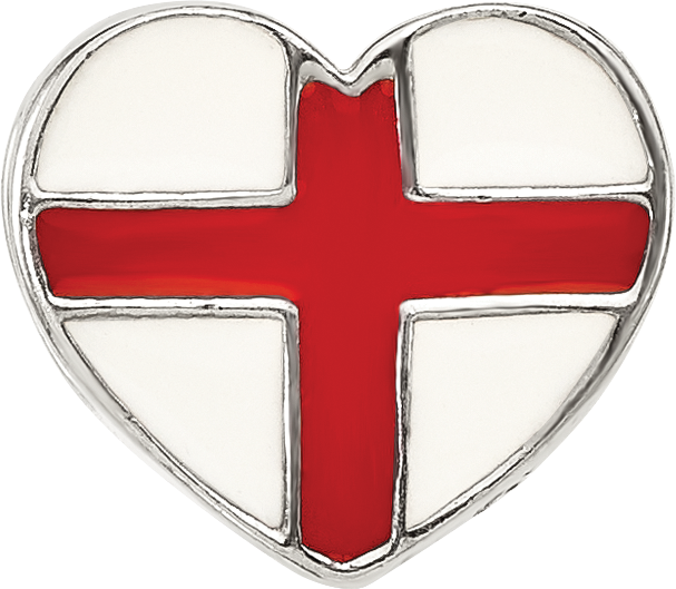 Sterling Silver Reflections Switzerland Enameled Flag Heart Shaped Bead