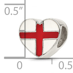 Sterling Silver Reflections Switzerland Enameled Flag Heart Shaped Bead