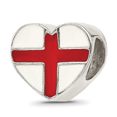 Sterling Silver Reflections Switzerland Enameled Flag Heart Shaped Bead