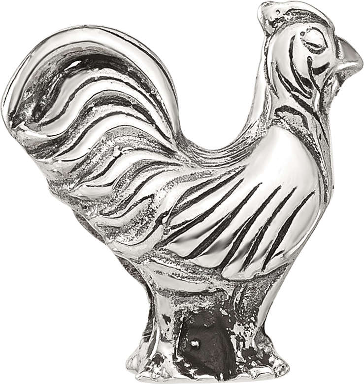 Sterling Silver Reflections Polished Rooster Bead