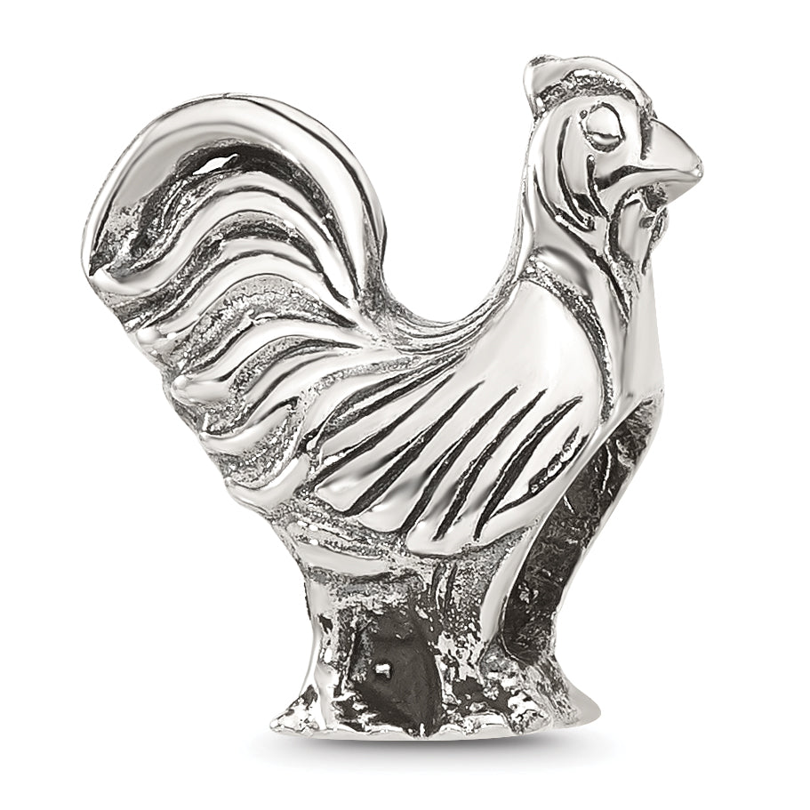 Sterling Silver Reflections Polished Rooster Bead