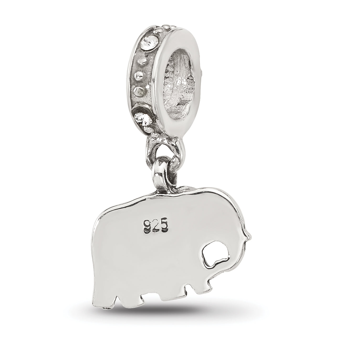 Sterling Silver Reflections Mommy and Baby Elephant Crystal Dangle Bead