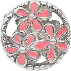 Sterling Silver Reflections Pink Enameled Floral Circle Bead