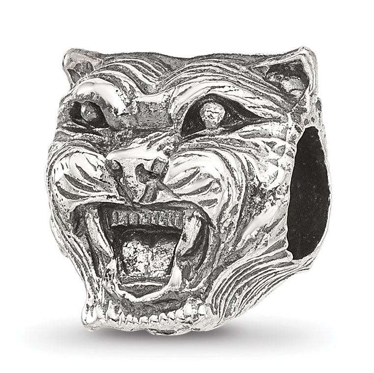 Sterling Silver Reflections Antiqued Tiger Head Bead