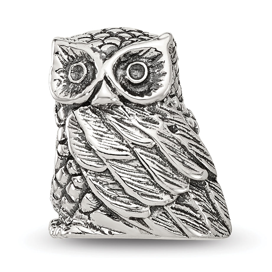 Sterling Silver Reflections Polished Owl Bead