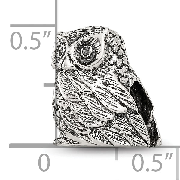 Sterling Silver Reflections Polished Owl Bead