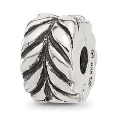 Sterling Silver Reflections Antiqued Leaf Design Clip Bead