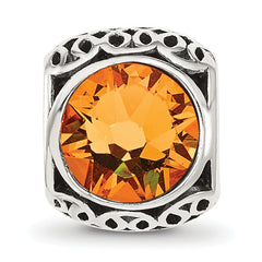 Sterling Silver Reflections Antiqued Orange Swarovski Crystal Bead