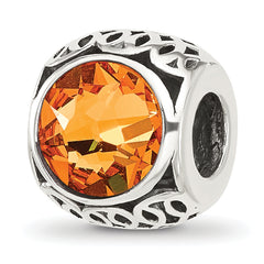 Sterling Silver Reflections Antiqued Orange Swarovski Crystal Bead