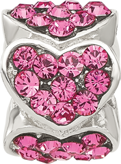 Sterling Silver Reflections Pink Swarovski Crystal Hearts Bead