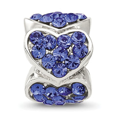 Sterling Silver Reflections Blue Swarovski Crystal Hearts Bead