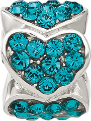 Sterling Silver Reflections Teal Swarovski Crystal Hearts Bead