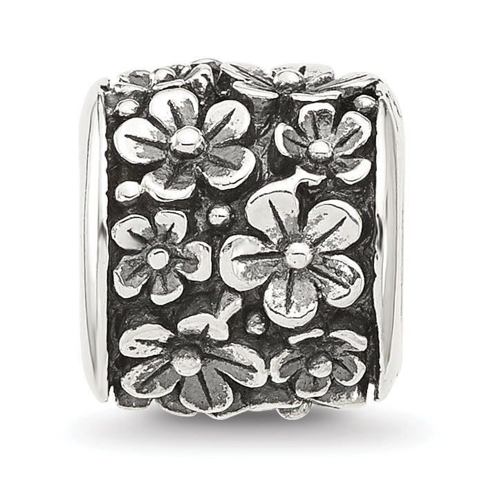 Sterling Silver Reflections Antiqued Floral Bead