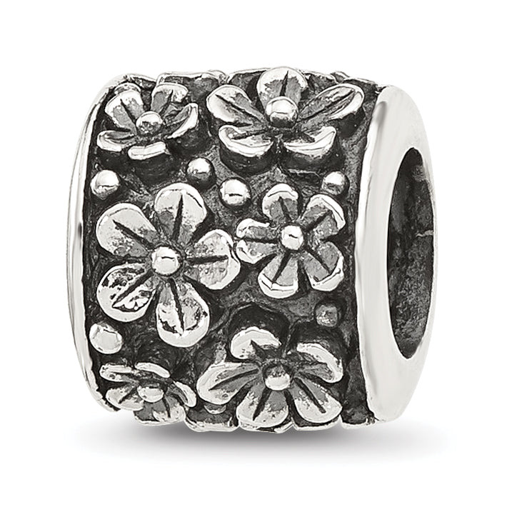 Sterling Silver Reflections Antiqued Floral Bead