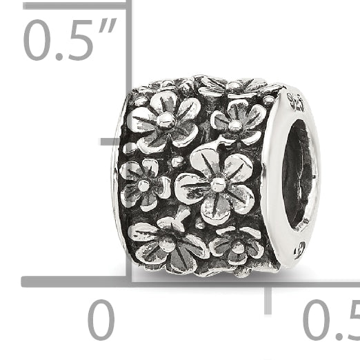 Sterling Silver Reflections Antiqued Floral Bead