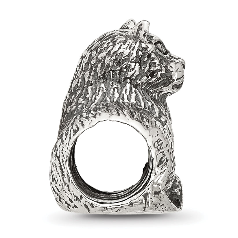 Sterling Silver Reflections Antiqued Cat Bead